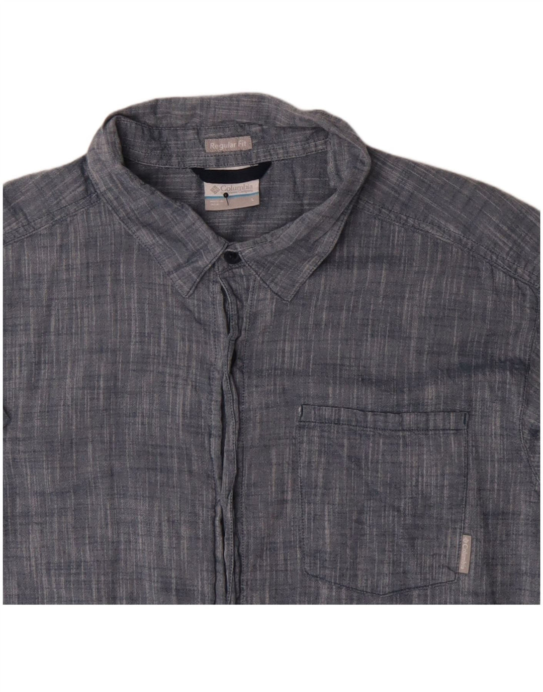Columbia Herren-Hemd, kurzärmelig, normale Passform, groß, aus blauer Baumwolle