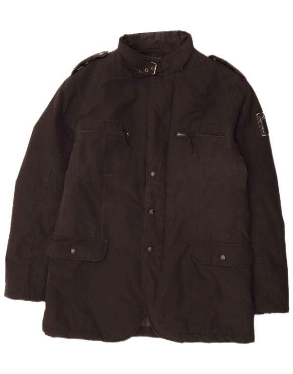 Bomboogie Herren-Militär-Jacke, gepolstert, UK 42, XL, Schwarz, Polyester