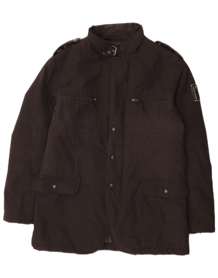 Bomboogie Herren-Militär-Jacke, gepolstert, UK 42, XL, Schwarz, Polyester