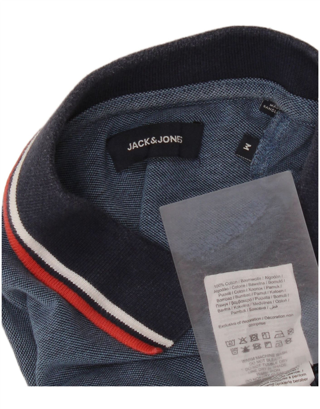 Jack & Jones Herren-Poloshirt aus mittelblauer Colourblock-Baumwolle
