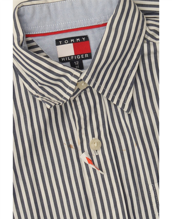 Tommy Hilfiger Hemd für Jungen, 11–12 Jahre, mittelblau, gestreift, Baumwolle