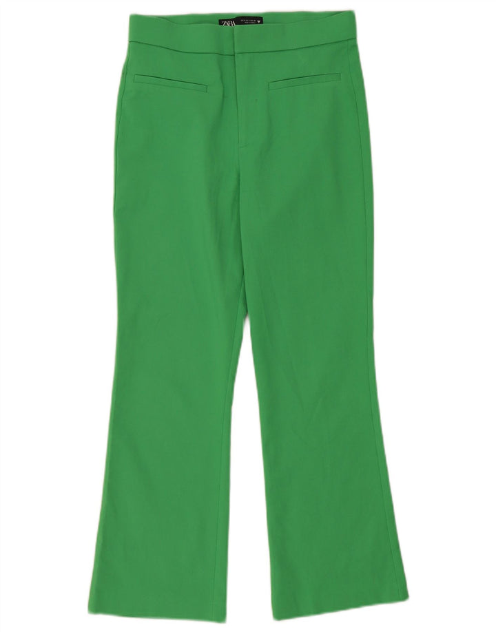 Zara Damen Bootcut-Freizeithose, Größe S, W26, L27, Grün