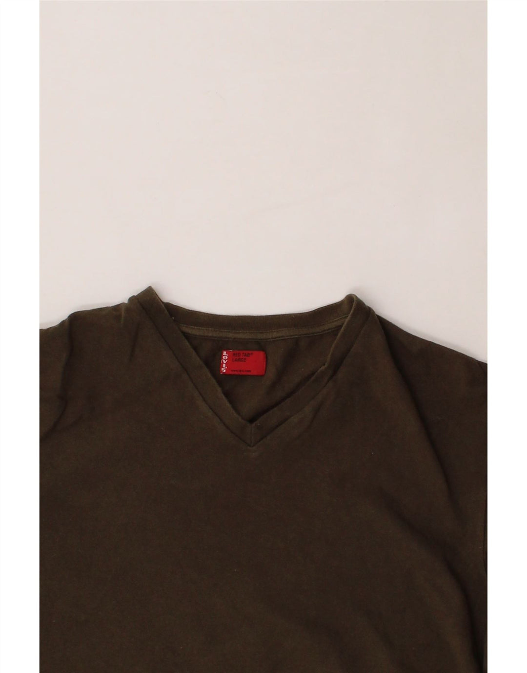 LEVI'S Womens T-Shirt Top UK 16 Large Khaki Cotton Vintage Levi's and Second-Hand Levi's from Messina Hembry 