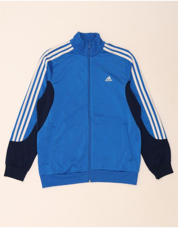 ADIDAS Jungen-Trainingsanzug-Top-Jacke, 15–16 Jahre, blaues Colourblock-Polyester