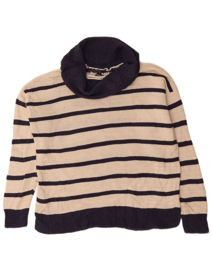 CHAPS Damen-Pullover mit Rollkragen, übergroß, Gr. 40, Größe L, beige gestreift