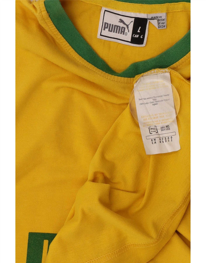 Puma Herren Grafik-Trägershirt, groß, gelbe Colourblock-Baumwolle