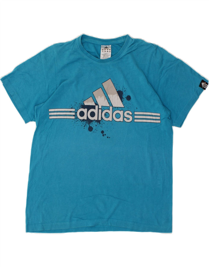 ADIDAS Mens Graphic T-Shirt Top Small Blue Cotton Vintage Adidas and Second-Hand Adidas from Messina Hembry 