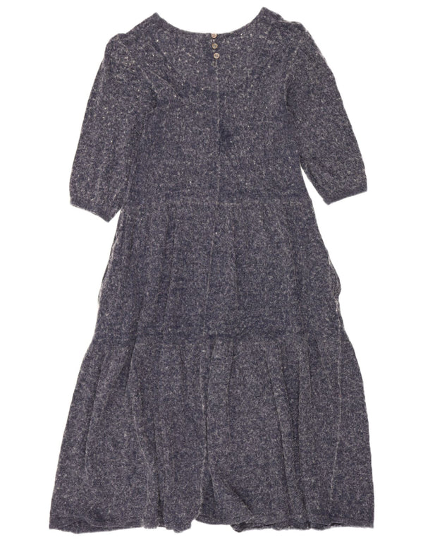 White Stuff Damen-Kleid mit 3/4-Ärmeln, gestuft, Größe S, Marineblau meliert