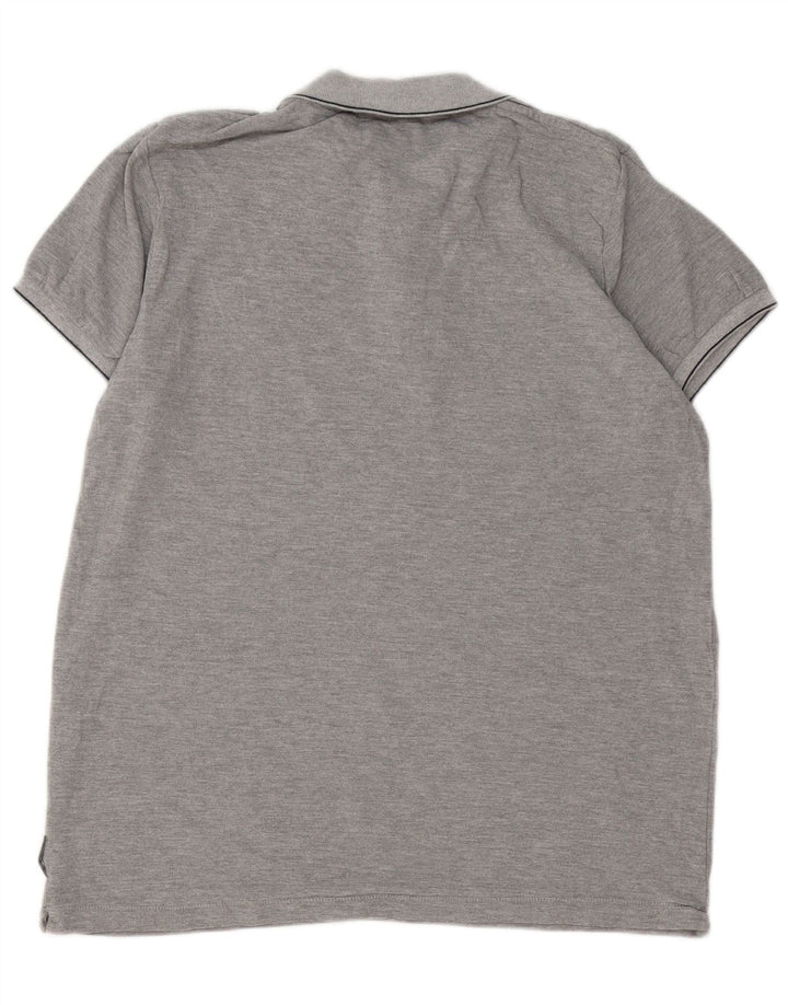 French Connection Herren-Poloshirt XL aus grau gefleckter Baumwolle