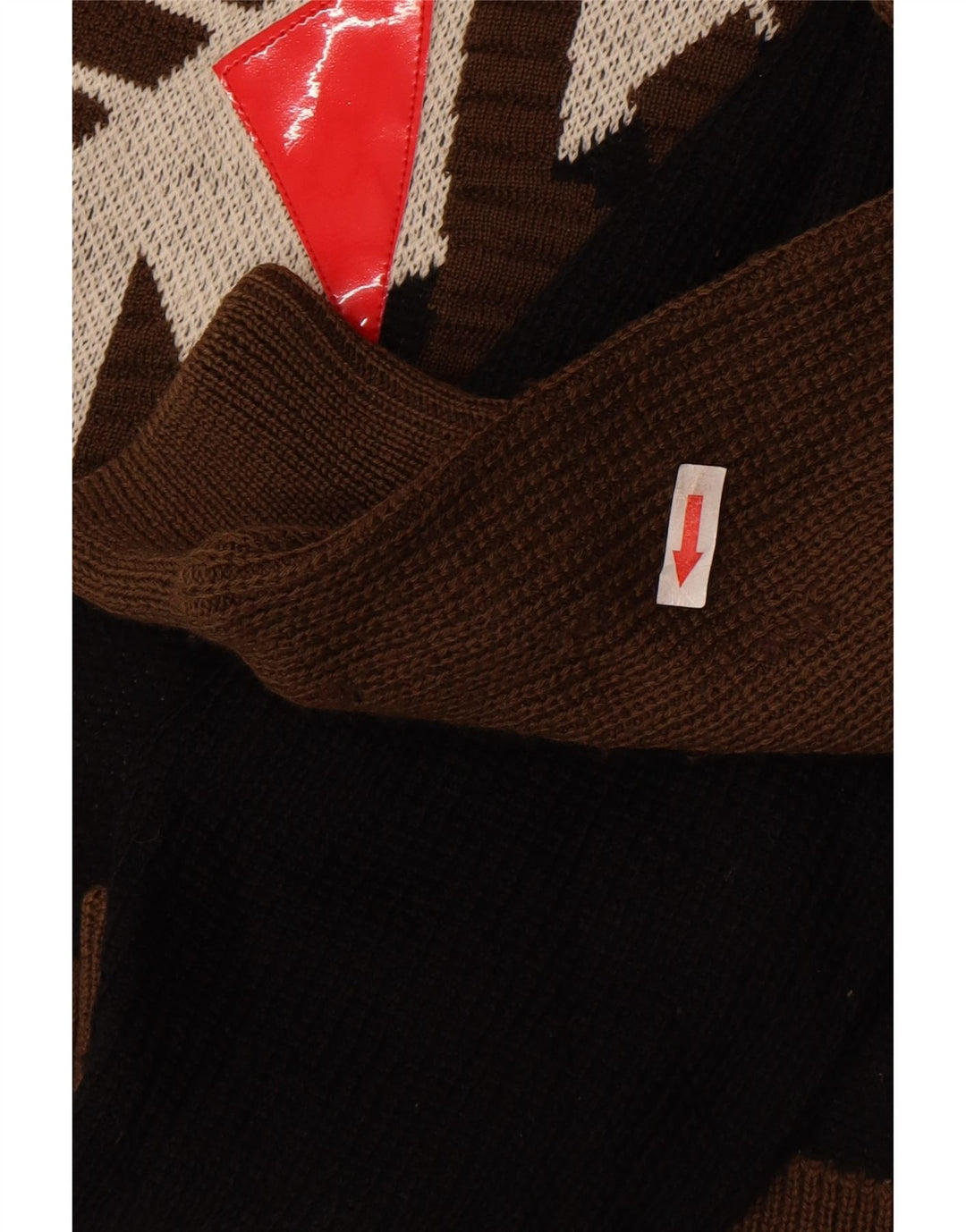 Kansai Yamamoto Grafischer Herren-Cardigan-Pullover aus mittelbrauner Colourblock-Wolle