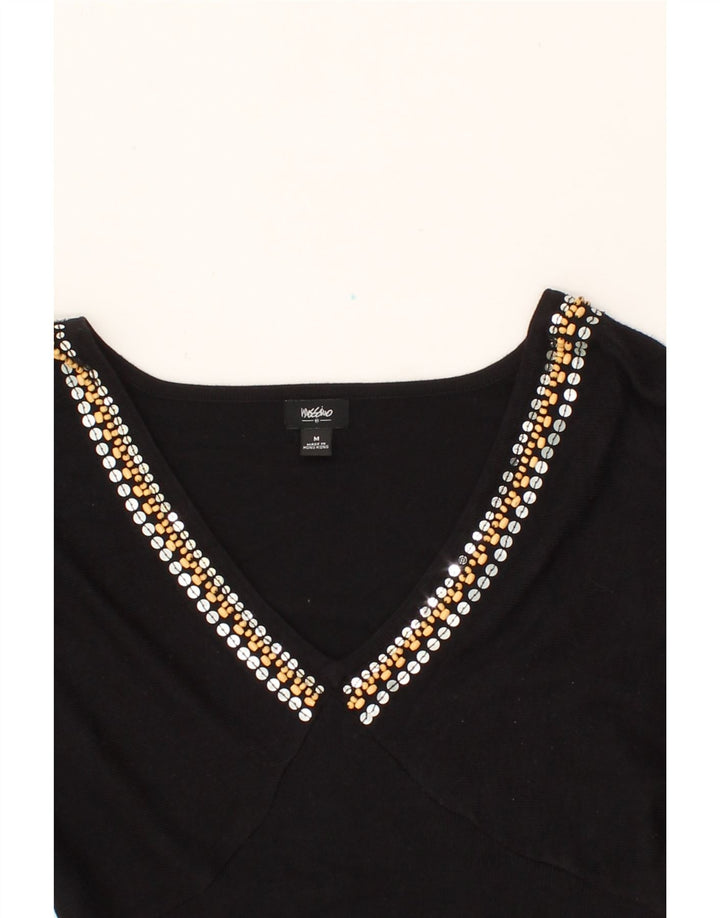 MOSSIMO Womens Blouse Top UK 12 Medium Black Rayon Vintage Mossimo and Second-Hand Mossimo from Messina Hembry 