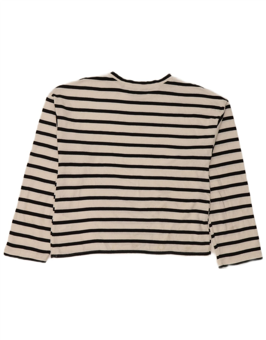 Zara Damen Top Langarm UK 14 Mittelweiß gestreifte Viskose