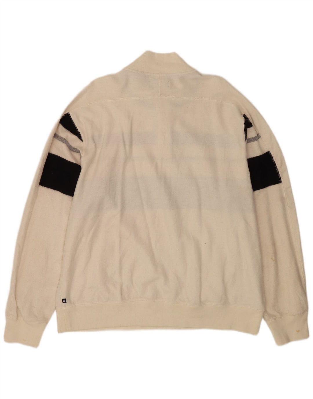 Chaps Herren-Sweatshirt mit Knopfkragen, 2XL, weiße Farbblock-Baumwolle