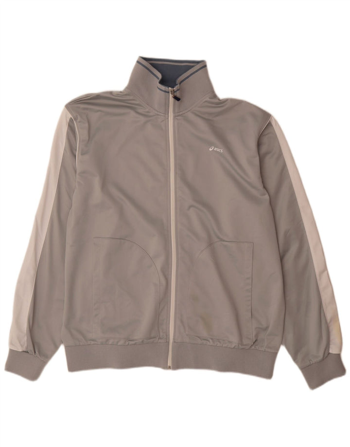 Asics Herren-Trainingsanzug-Top-Jacke 2XL Graues Colourblock-Polyester