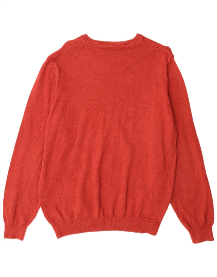 Marks & Spencer Herren-Pullover mit U-Boot-Ausschnitt, groß, aus roter Baumwolle