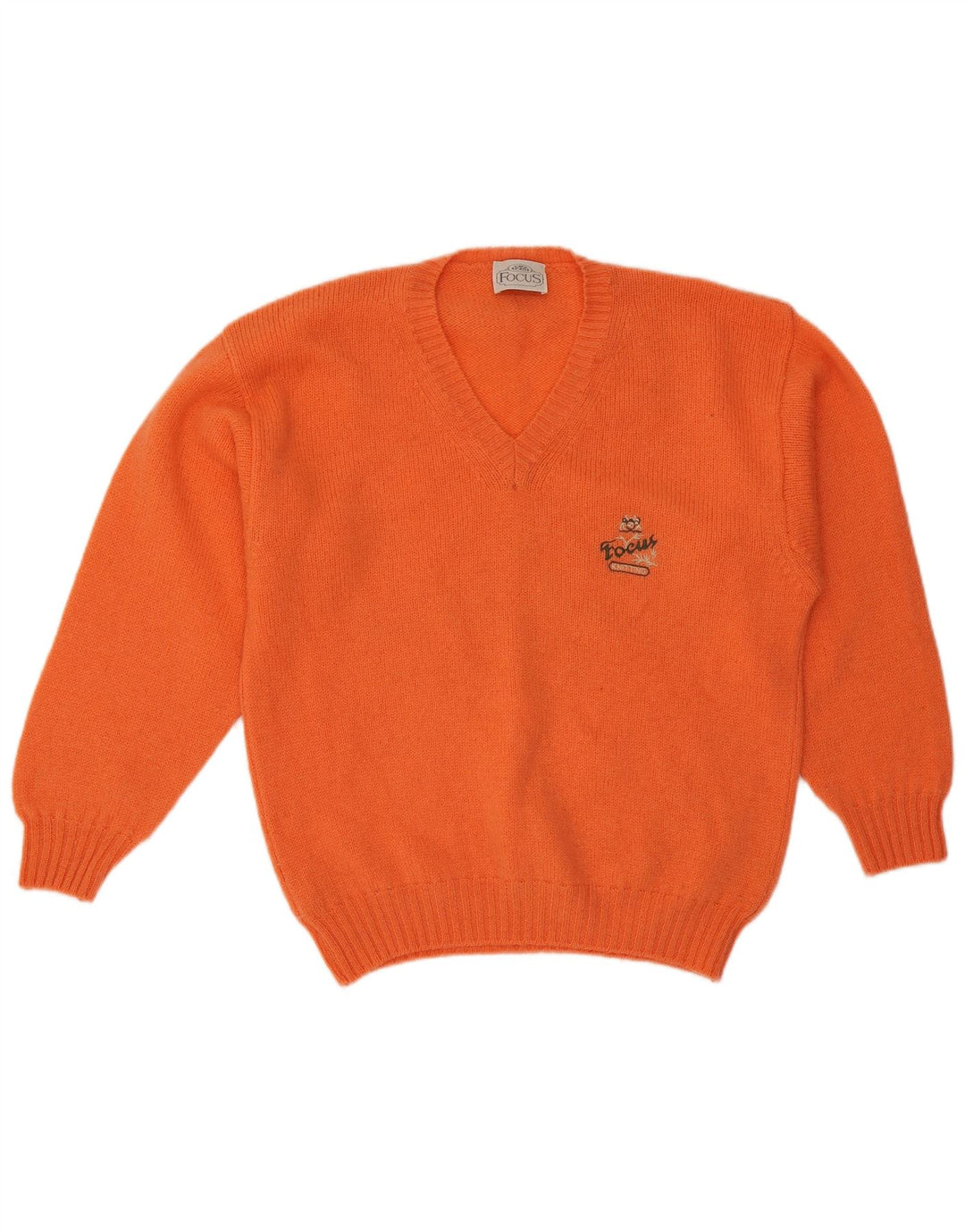 Vintage Herren V-Ausschnitt Pullover Pullover Große Orange Wolle