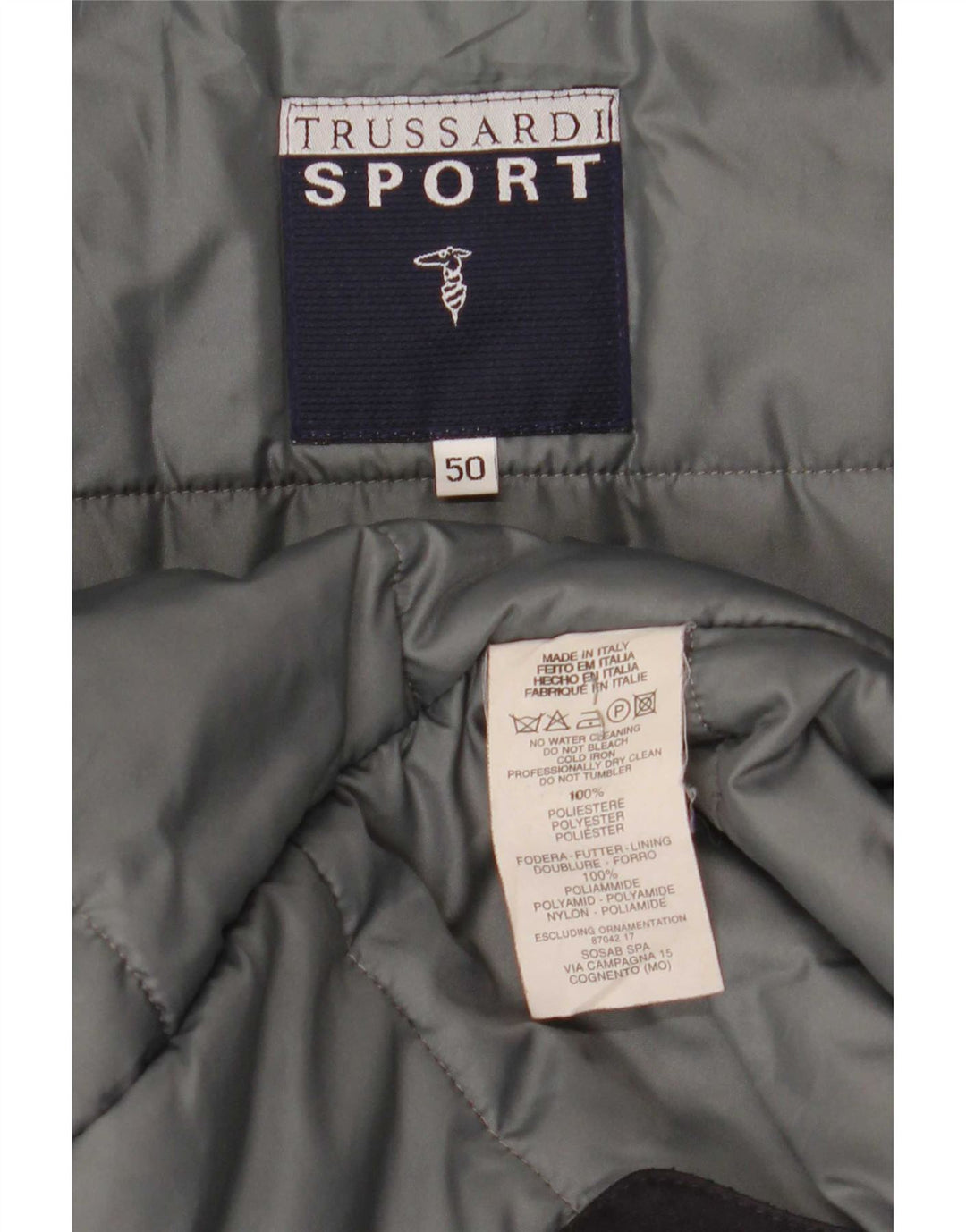 Trussardi Herren-Windbreaker-Mantel IT 50 Large Schwarz Polyester