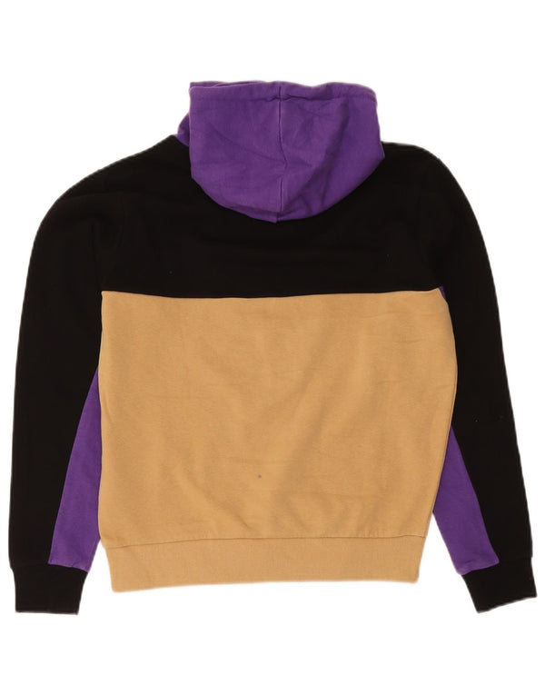 Fila Damen Übergroßer Kapuzenpullover UK 10 Small Gelbe Colourblock-Baumwolle
