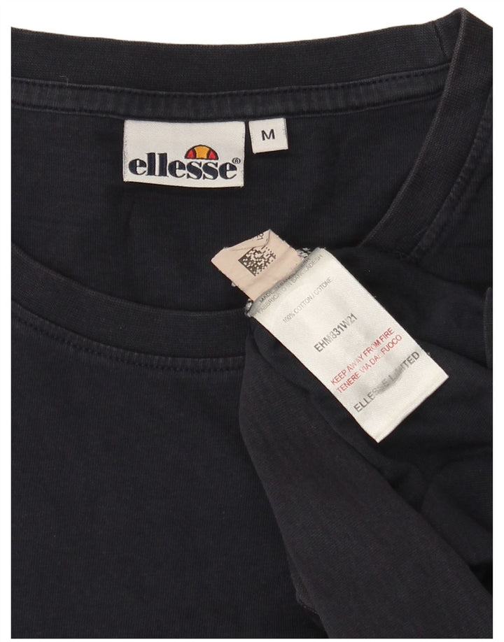 Ellesse Herren-T-Shirt-Oberteil aus mittelblauer, gestreifter Baumwolle