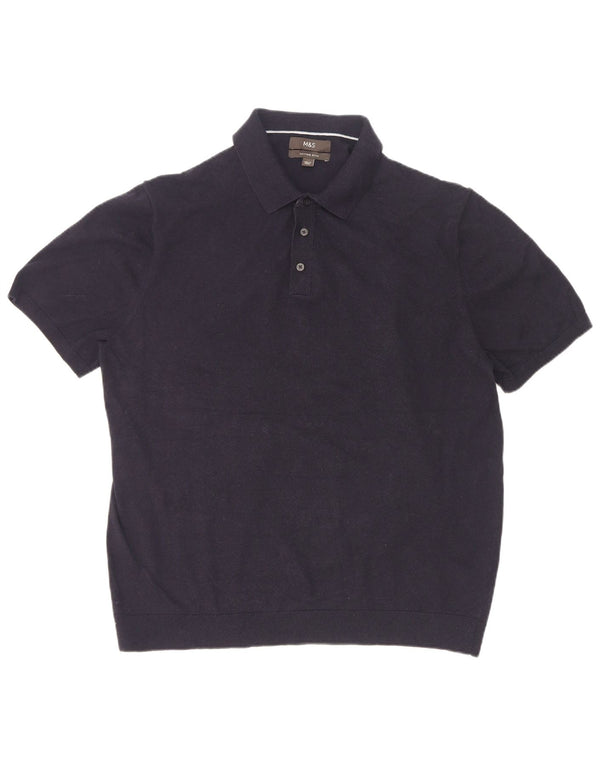Marks & Spencer Herren-Pullover mit Polokragen, kurzärmelig, 2XL, Marineblau
