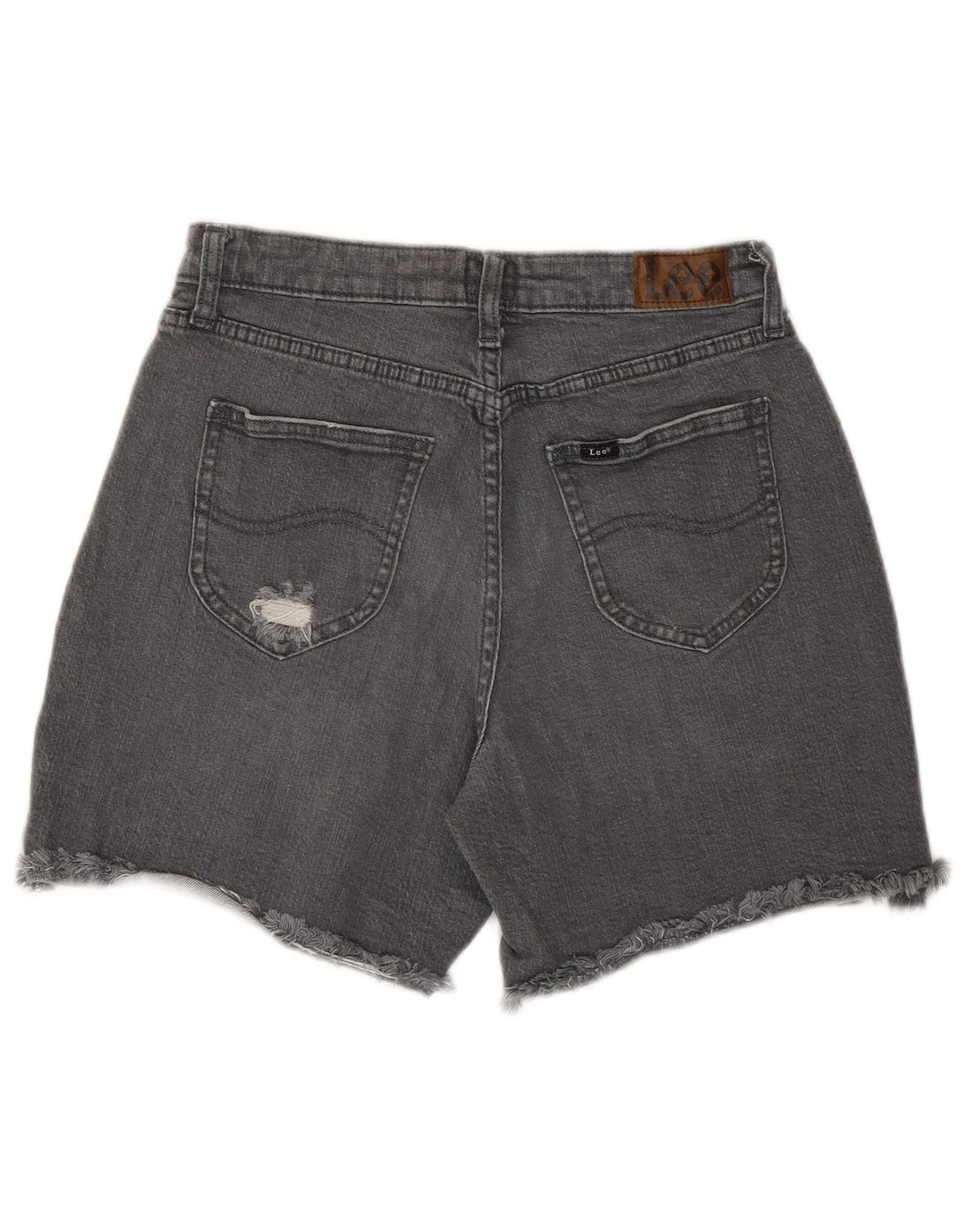 Lee Damen-Jeansshorts im Distressed-Look, US-Größe 4, Größe S, W27, graue Baumwolle