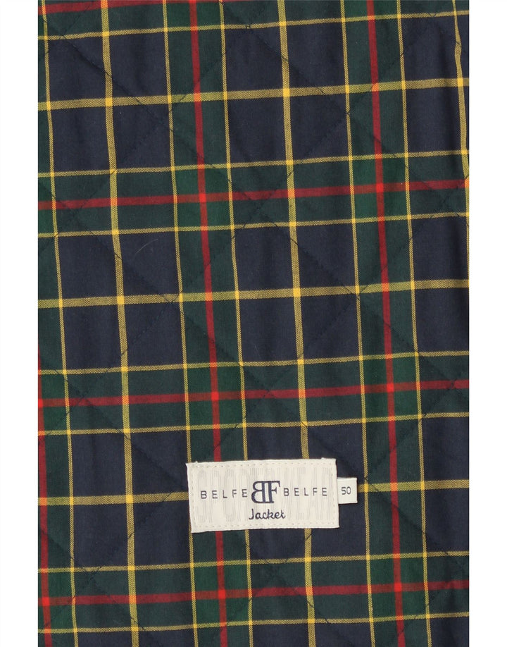 Belfe & Belfe Herren-Steppweste IT 50, groß, marineblau kariert