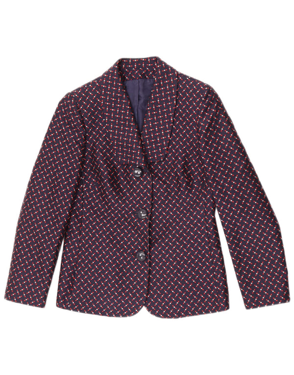 Giole Damen-Blazerjacke mit 3 Knöpfen, Größe S, Marineblau, geometrisch