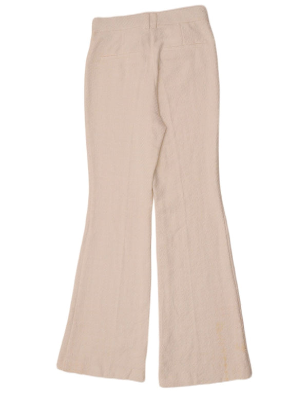 Zara Damen-Flare-Freizeithose, Größe S, W26, L32, weiße Baumwolle