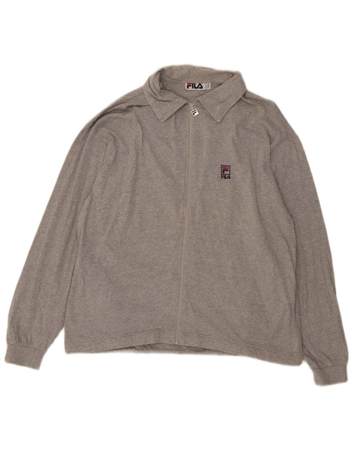 Fila Herren-Trainingsanzug-Top-Jacke IT 50 mittelgraue Baumwolle