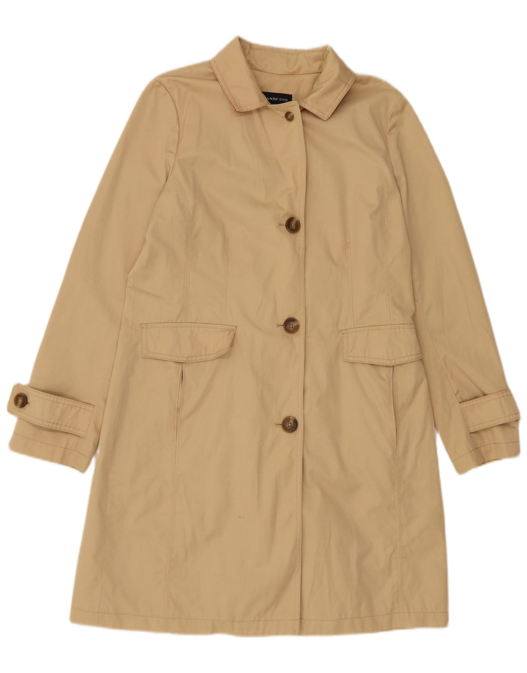 Lands End Damen Trenchcoat UK 10 Small Beige Baumwolle