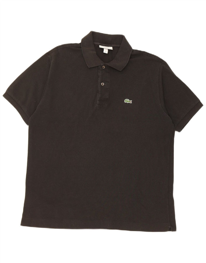 Lacoste Herren-Poloshirt mit klassischer Passform, Größe 5, groß, schwarze Baumwolle