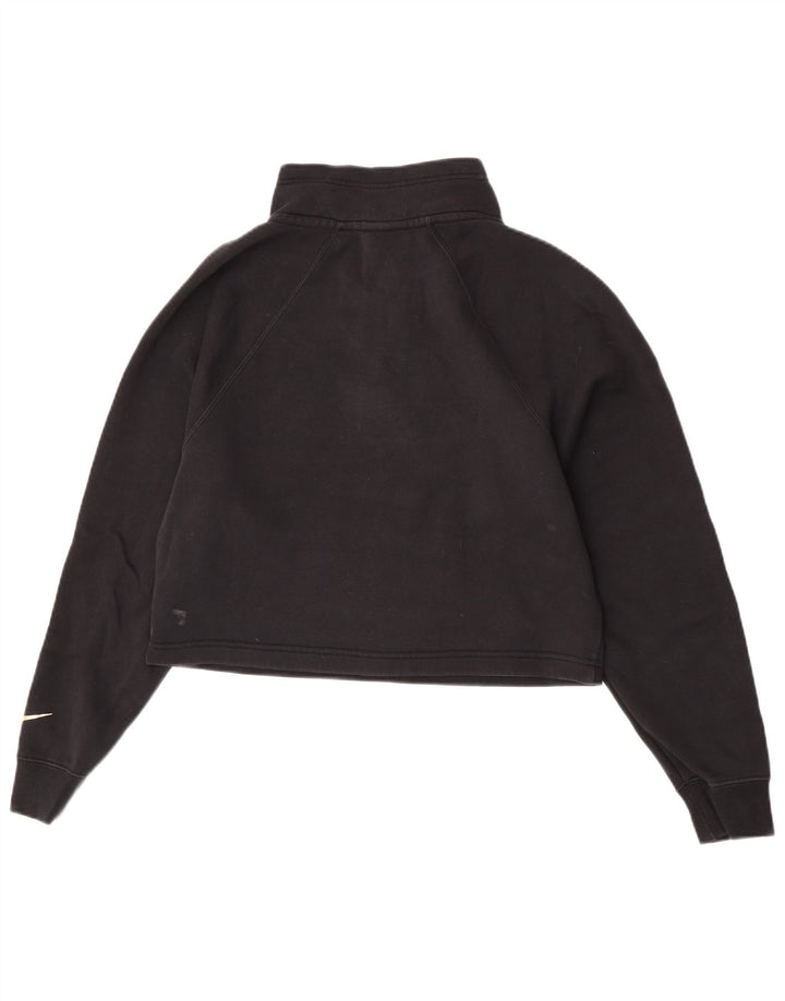 Nike Damen-Sweatshirt in Übergröße mit Grafik und Reißverschluss am Hals, Gr. 10, Größe S, Schwarz