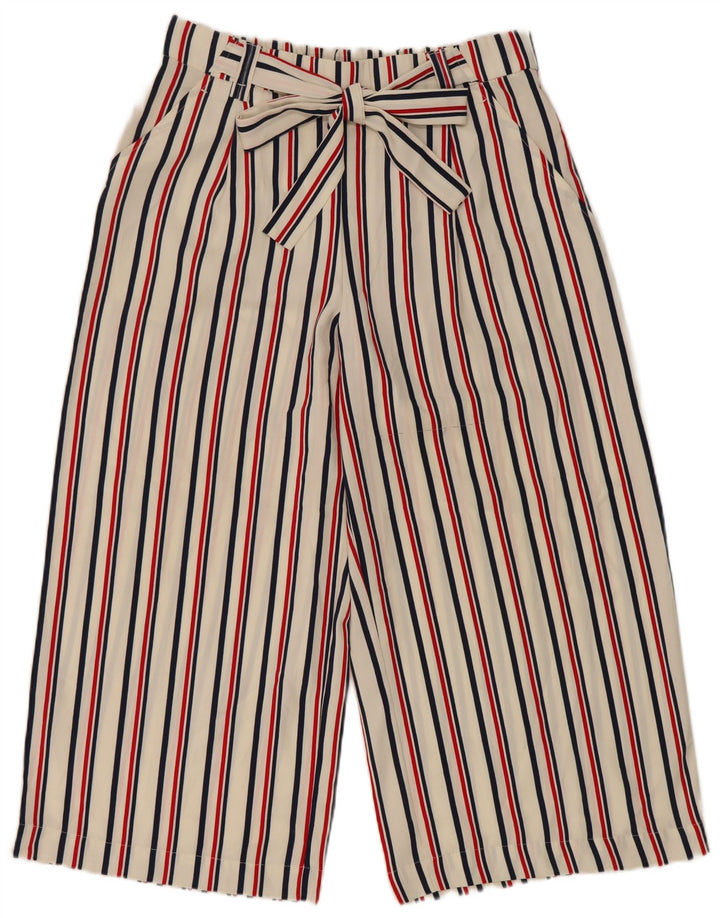 Zara Damen Capri-Hose, groß, W34, L22, weiß gestreift