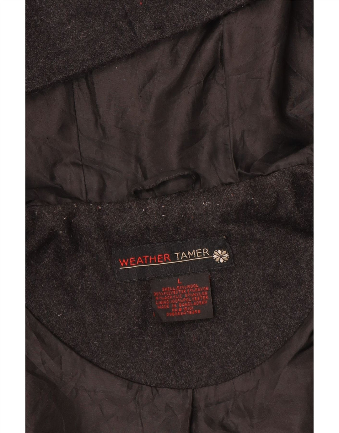 VINTAGE Damen-Dufflecoat mit Kapuze, UK 16, große graue Wolle