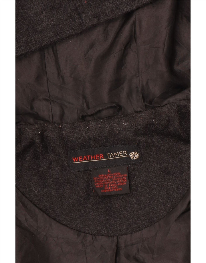 VINTAGE Damen-Dufflecoat mit Kapuze, UK 16, große graue Wolle