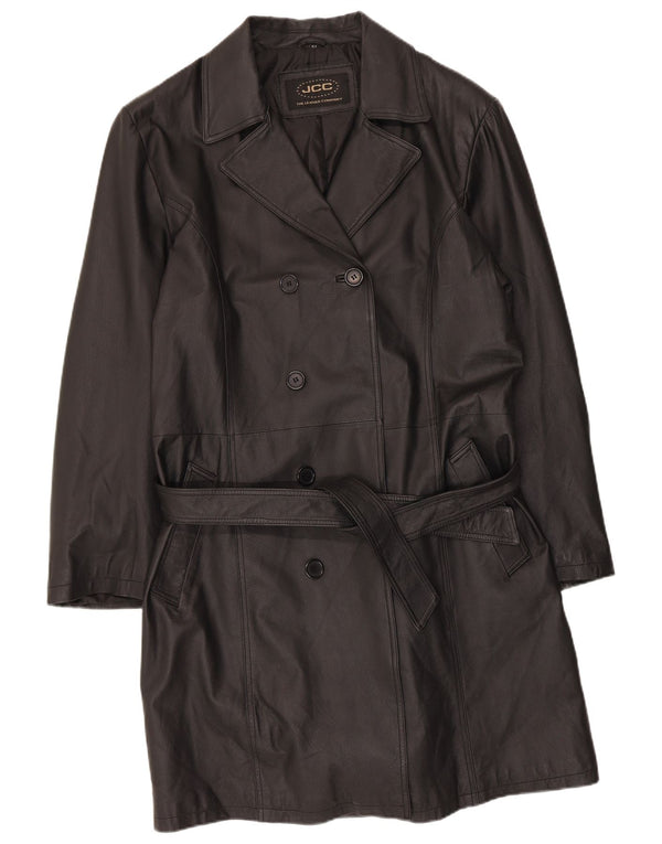 JCC Herren Zweireihiger Ledermantel UK 44 2XL Schwarz