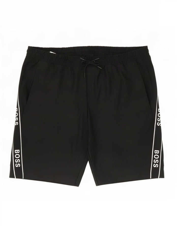 Hugo Boss Herren Badeshorts mit Grafik, 3XL, Schwarz, Polyester