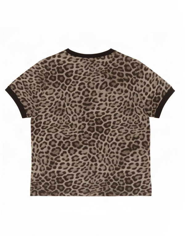 Puma Damen T-Shirt Top UK 18 XL Grau Baumwolle mit Animal-Print