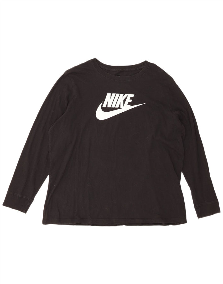 Nike Womens Graphic Top Langarm UK 20 2XL Schwarz Baumwolle