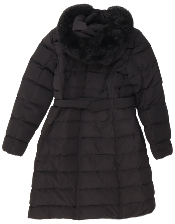 Massimo Dutti Wattierter Damenmantel mit Kapuze, UK 14, Mittelschwarz, Polyester