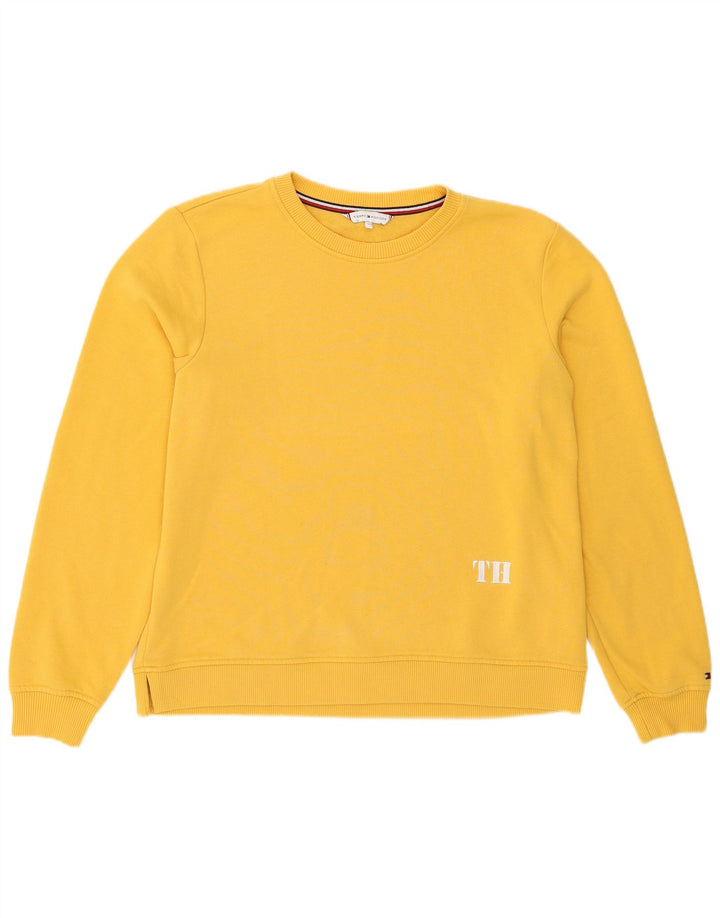 Tommy Hilfiger Damen Sweatshirt-Pullover UK 14 Mittelgelb