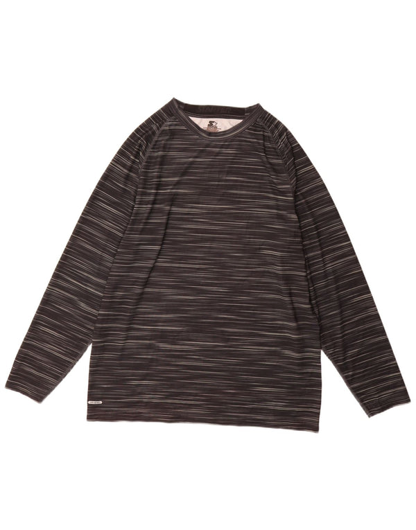 Starter Herren-Top, langärmelig, UK 46/48, XL, schwarzes Nadelstreifen-Polyester