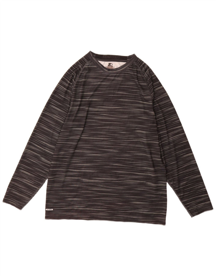 Starter Herren-Top, langärmelig, UK 46/48, XL, schwarzes Nadelstreifen-Polyester