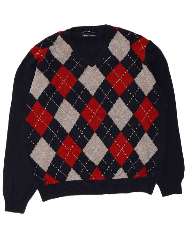 Marks & Spencer Herren Blue Harbour Pullover mit V-Ausschnitt, Größe L, Marineblau