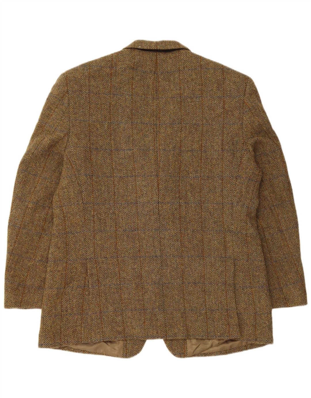 Harris Tweed Herren-Blazer mit 2 Knöpfen, UK 38, mittelbraun, Fischgrätenmuster