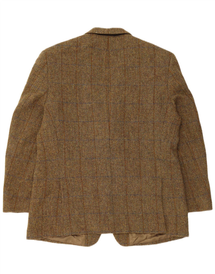 Harris Tweed Herren-Blazer mit 2 Knöpfen, UK 38, mittelbraun, Fischgrätenmuster