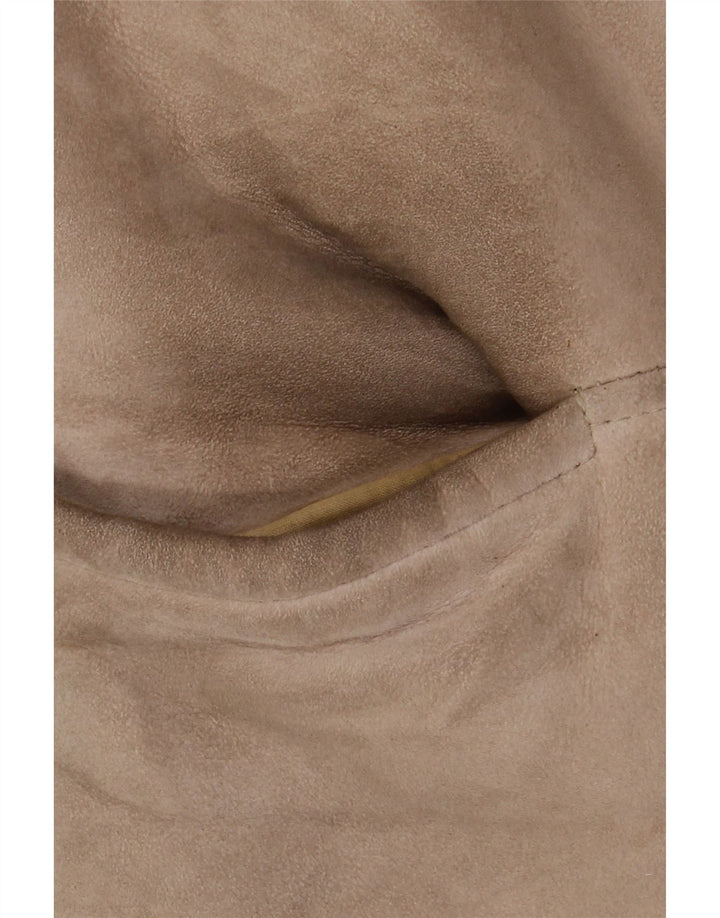 Vintage Damen Shearling Mantel IT 46 Großes Beige Leder