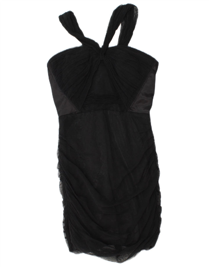 Elisabetta Franchi Damen Figurbetontes Kleid IT 42 Mittelschwarze Baumwolle