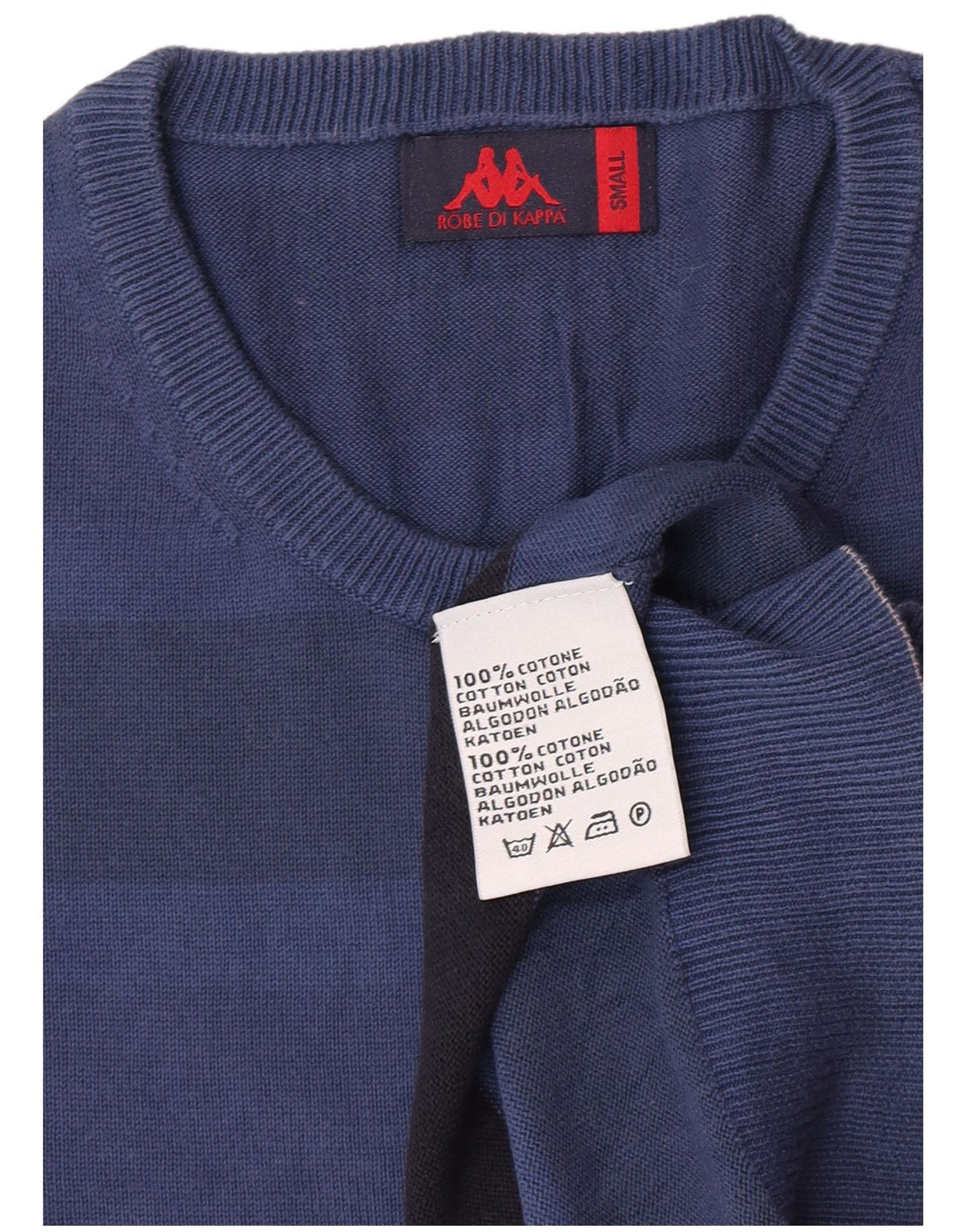 Kappa Herren-Pullover mit Rundhalsausschnitt, klein, blau gestreift, Baumwolle