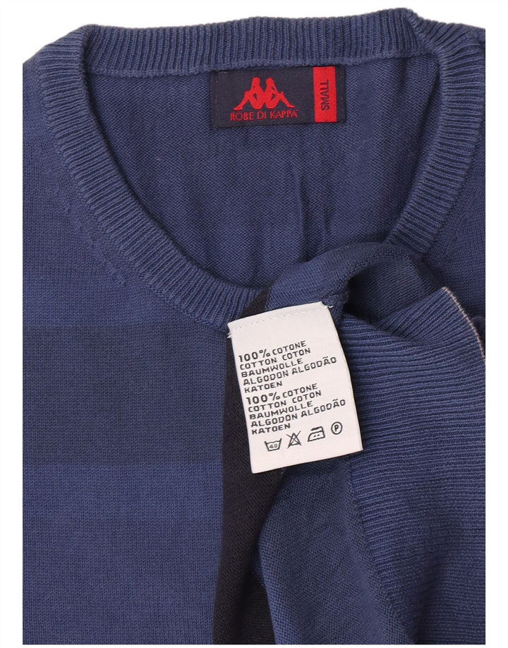 Kappa Herren-Pullover mit Rundhalsausschnitt, klein, blau gestreift, Baumwolle